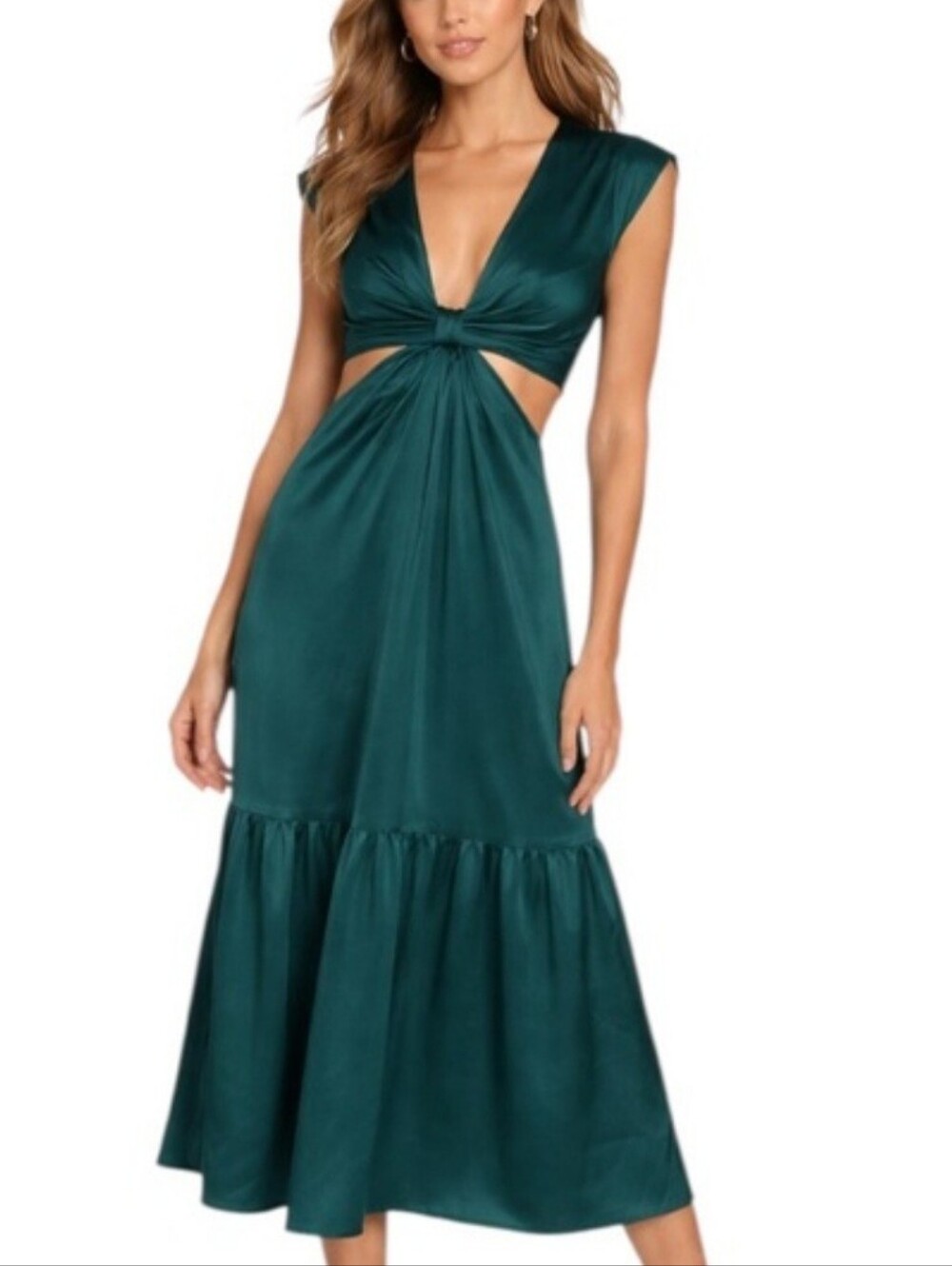 Jason Wu Satin Deep V-Neck Maxi Dress